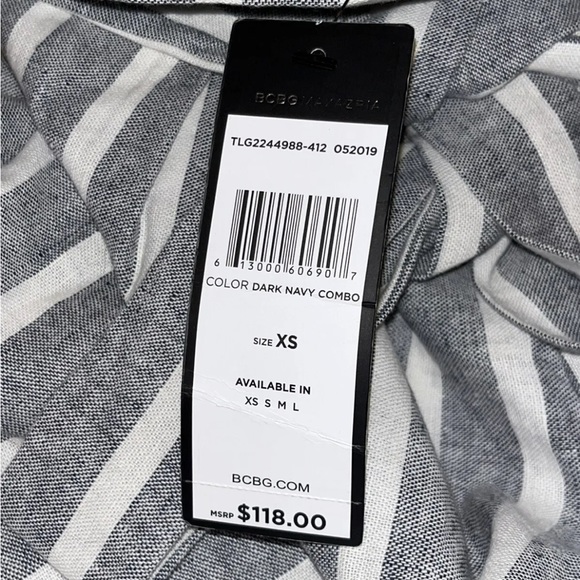 BCBG MAXAZRIA Striped Linen Blend Culotte Pants- XS - Picture 4 of 8